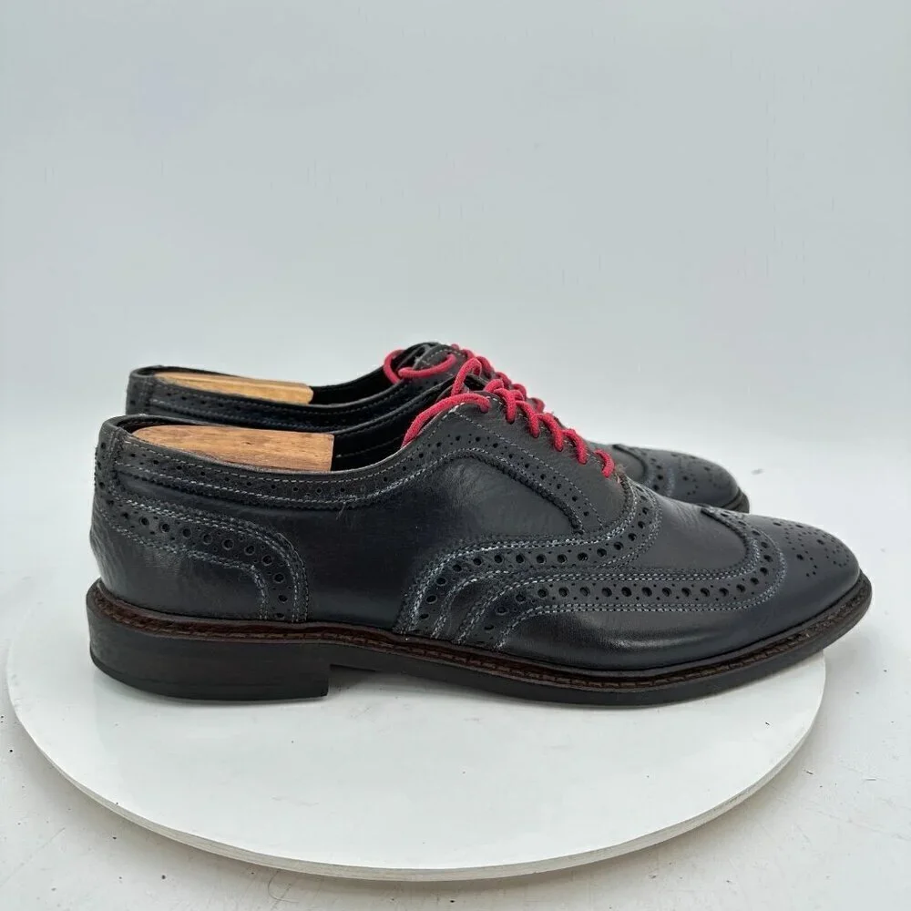 Allen Edmond Neumok Men Size 9.5D Black Leather Wingtip Oxford Dress Shoes